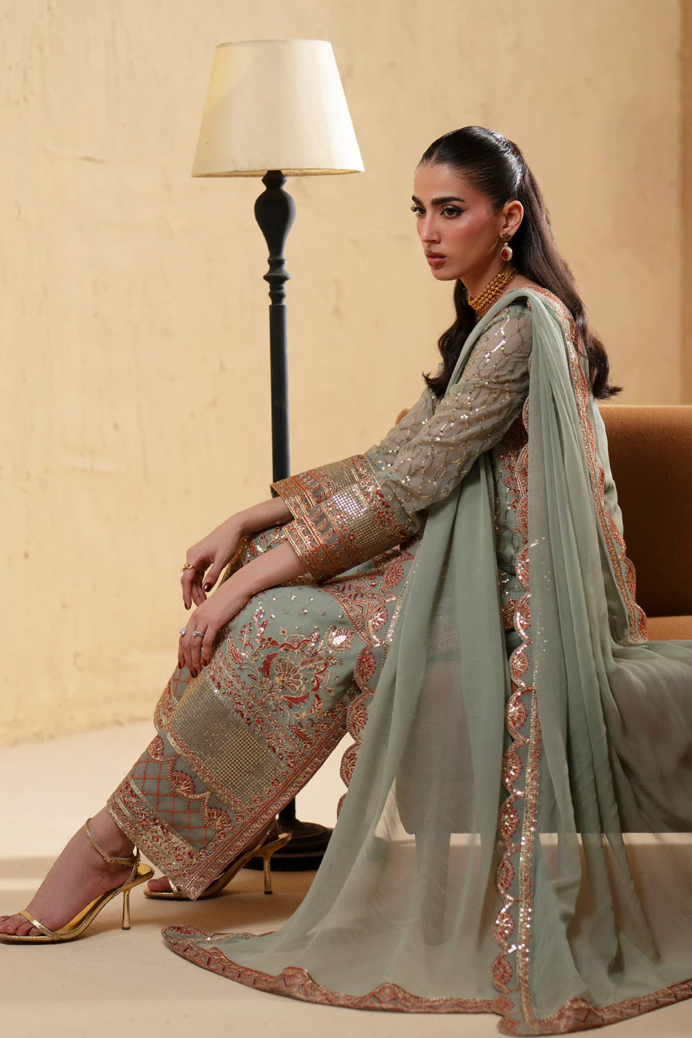 3 Piece Embroiderd Chiffon BASTET - FSU5668 - Image 3