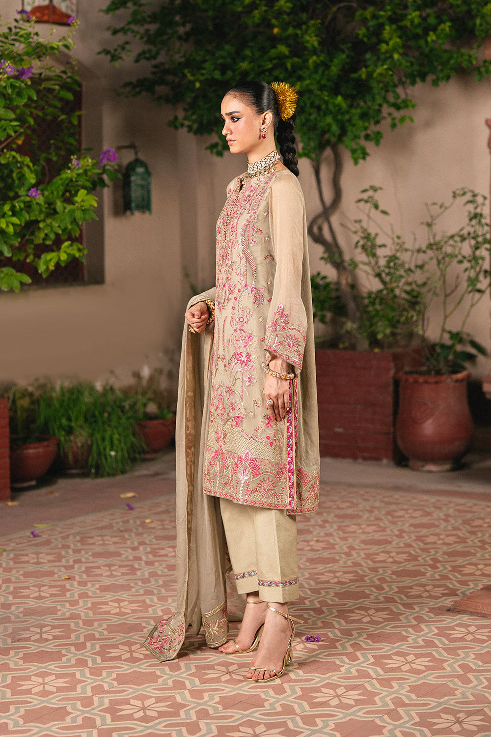 3 Piece Embroiderd Chiffon GANDHARIKA - FSU5643 - Image 4