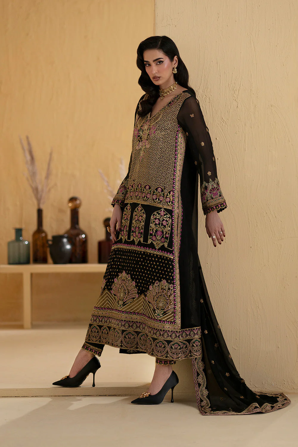 3 Piece Embroiderd Chiffon MERNEITH - FSU5665 - Image 4