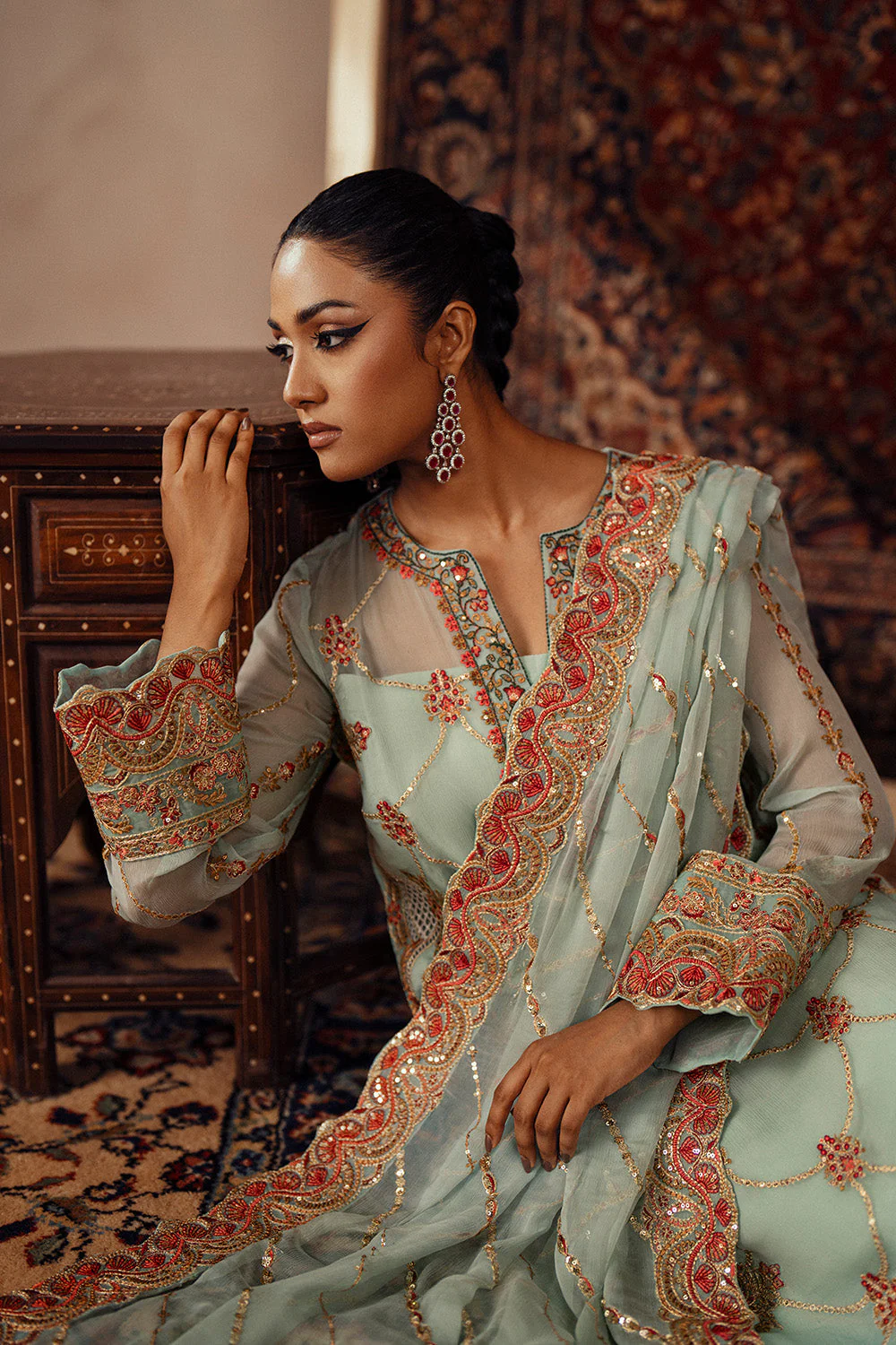 3 Piece Embroidered Chiffon AVITAL - FSU5638 - Image 5